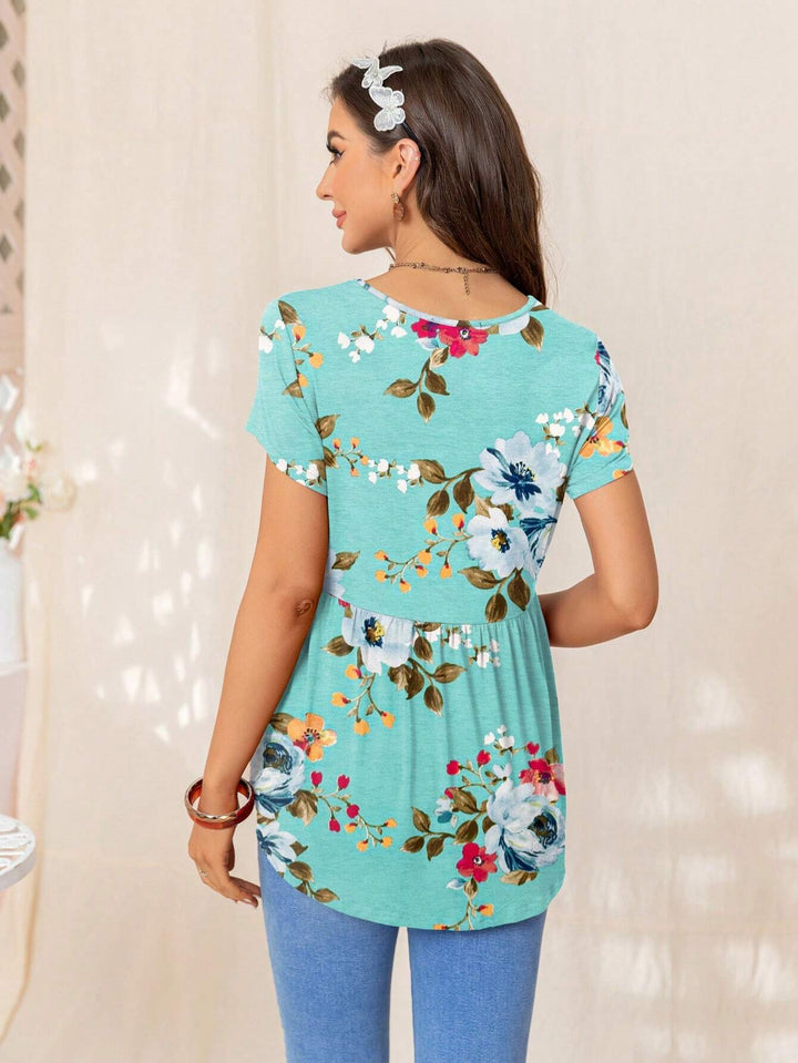 Top de grossesse manches courtes motif floral